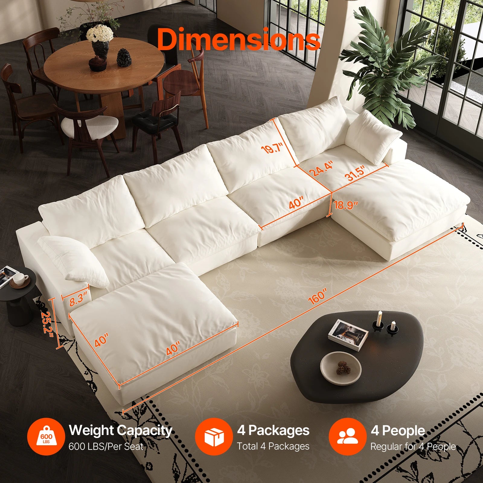 Comfy Cloud Couch 120'' Modern