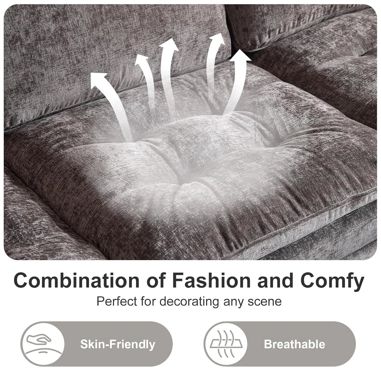 129'' Reversible Sectional L-Shaped Sofa