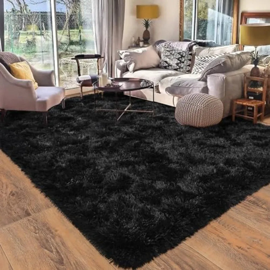 8x10 Plush Ultra Soft Shag Black