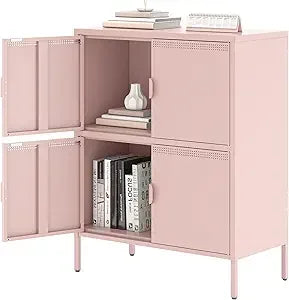 Orange Metal Accent Cabinet