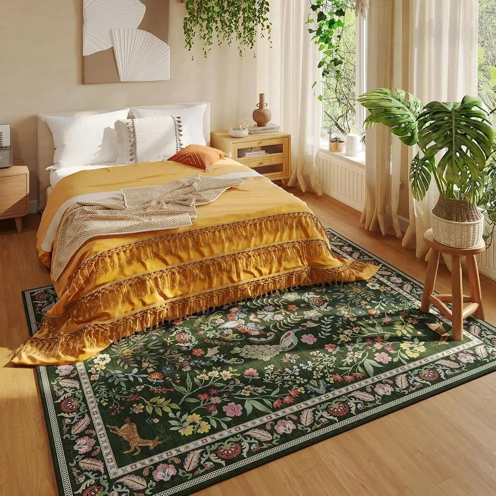 6x9 Washable Floral Low Pile