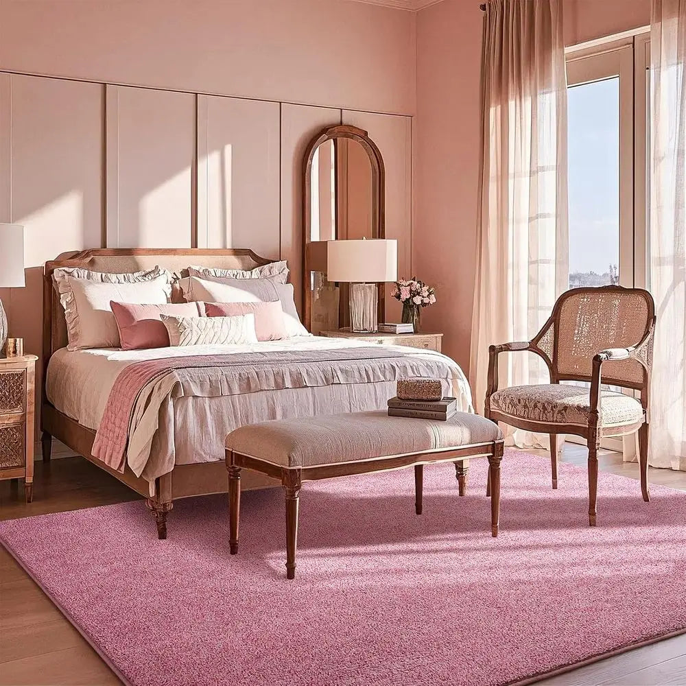 7x10 Washable Memory Foam Pink White