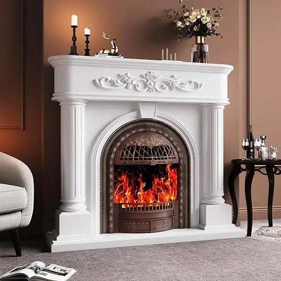 Electric Fireplace Mantel, Solid Wood 51"