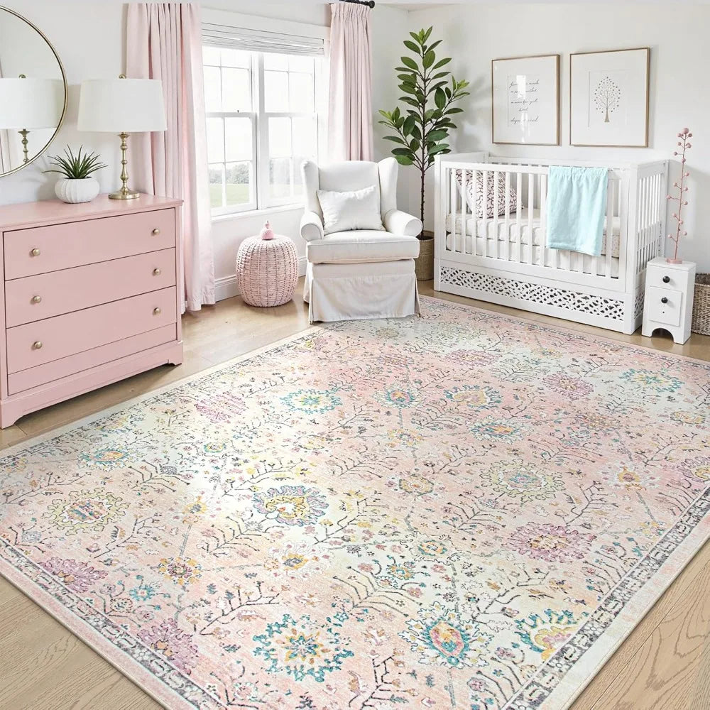 8x10 Floral Bohemian Style Washable