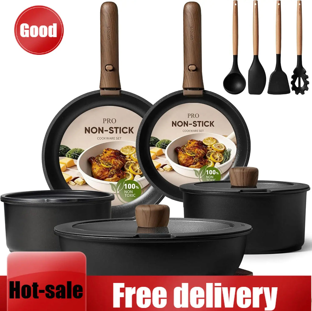 19pcs Pots and Pans Non-Stick Sets Induction