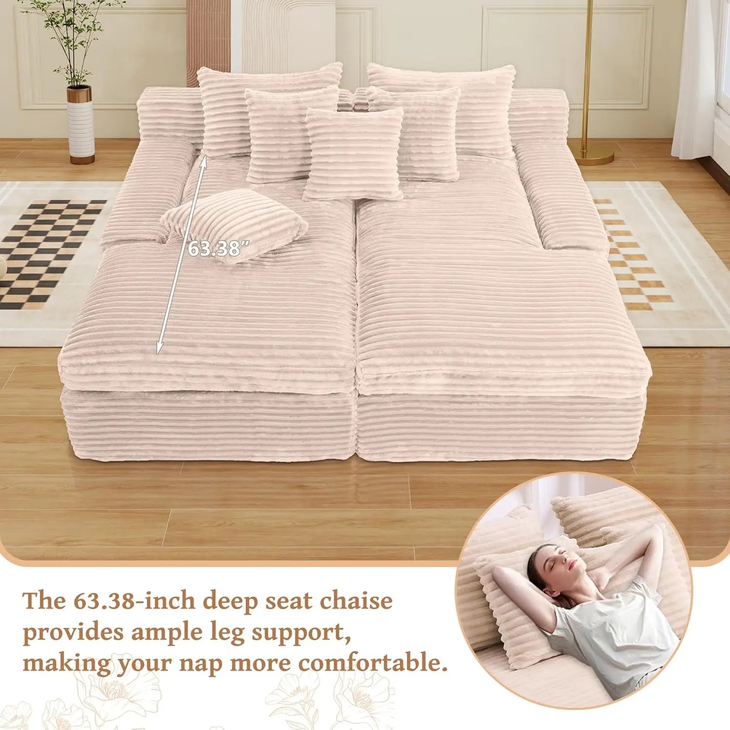 79.52" Boneless Oversized Double Chaise