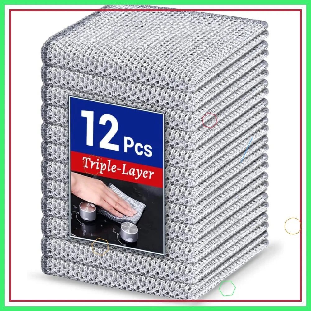 12 PCS Reusable Quick-Dry Steel Wire Dishcloths