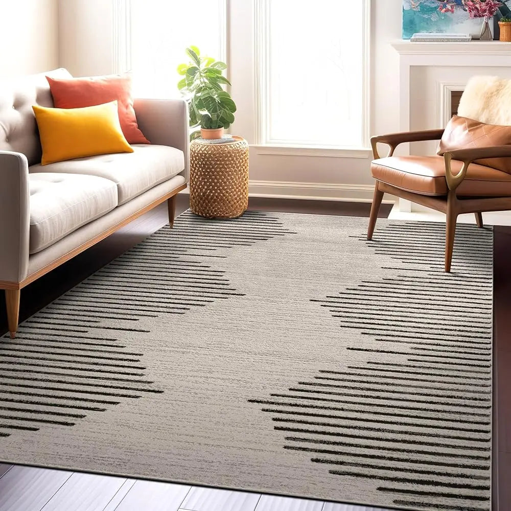 5x7 Bohemian Stripe Cream/Black
