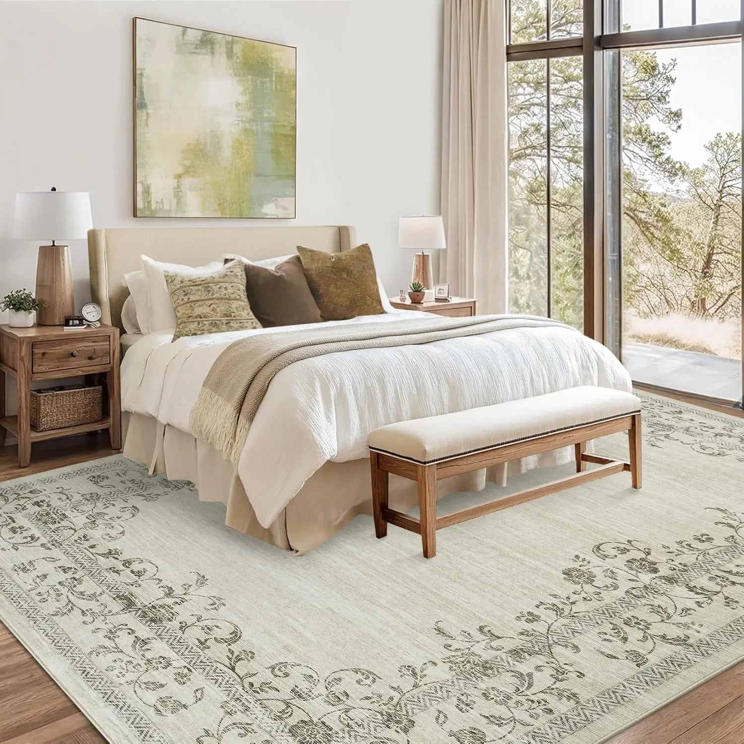 8x10 Washable Floral Farmhouse