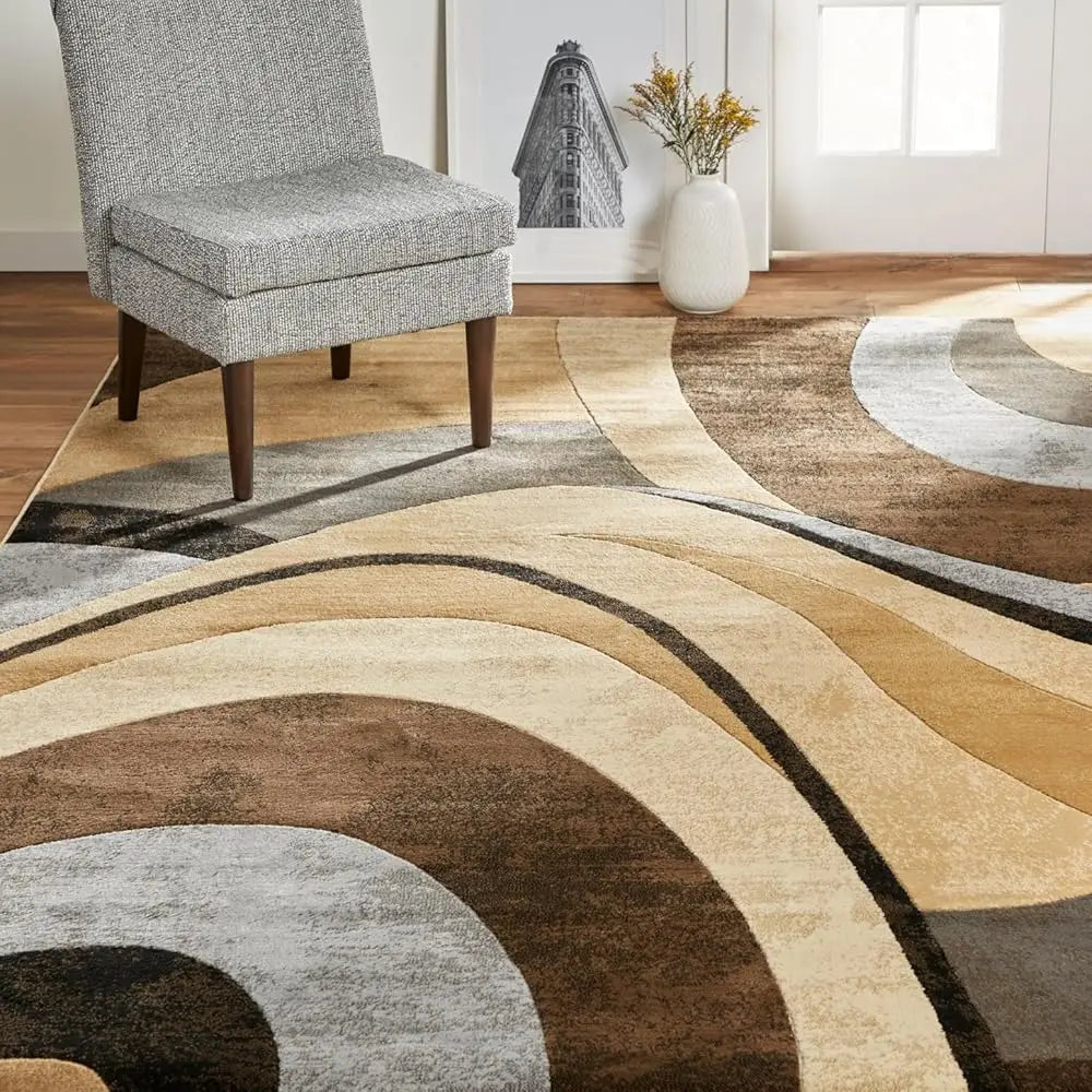 5'2"x7'2" Tribeca Modern Abstract Brown/Gray