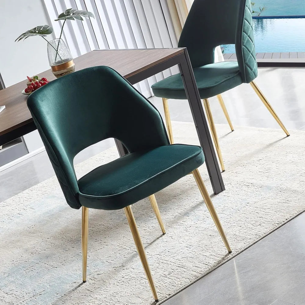 2 Forest Green Velvet Upholstered