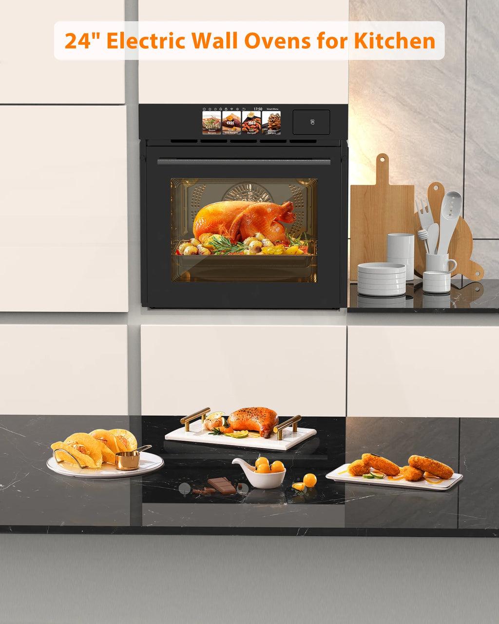 2.5 CF Built-in Electric Wall Oven 8 Cooking Modes