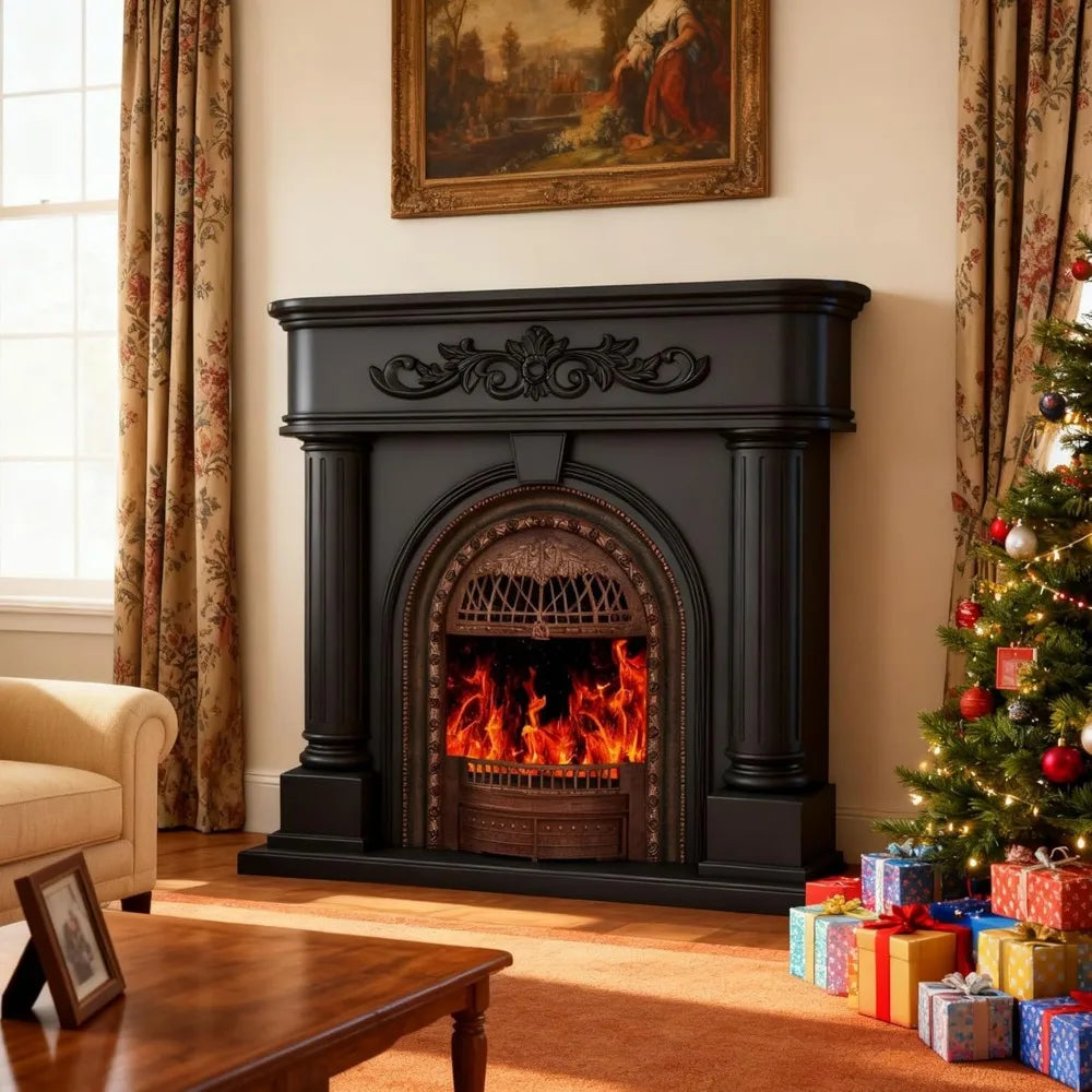 Electric Fireplace Mantel, Solid Wood 51"