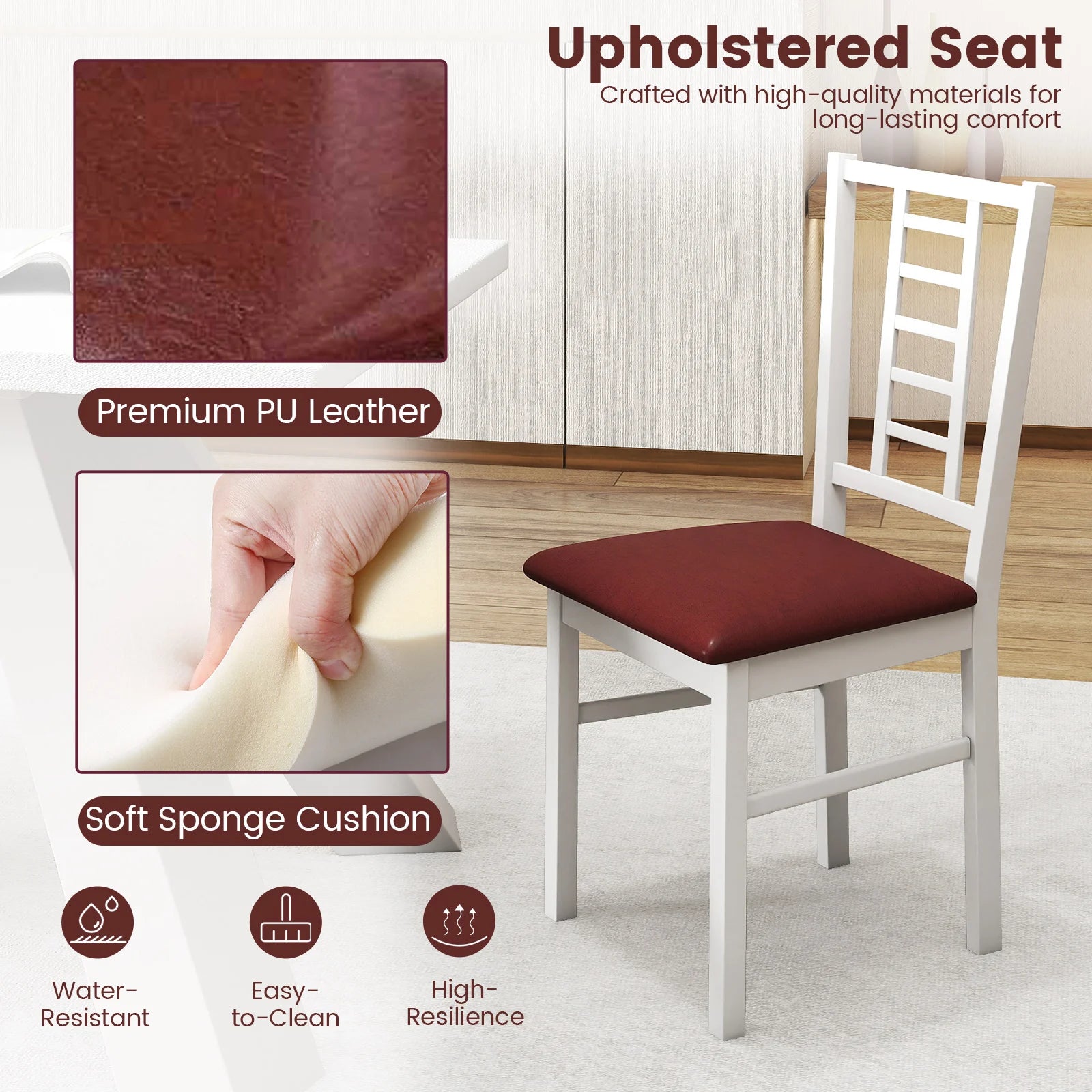 2 Wood Dining Chairs Padded Seat