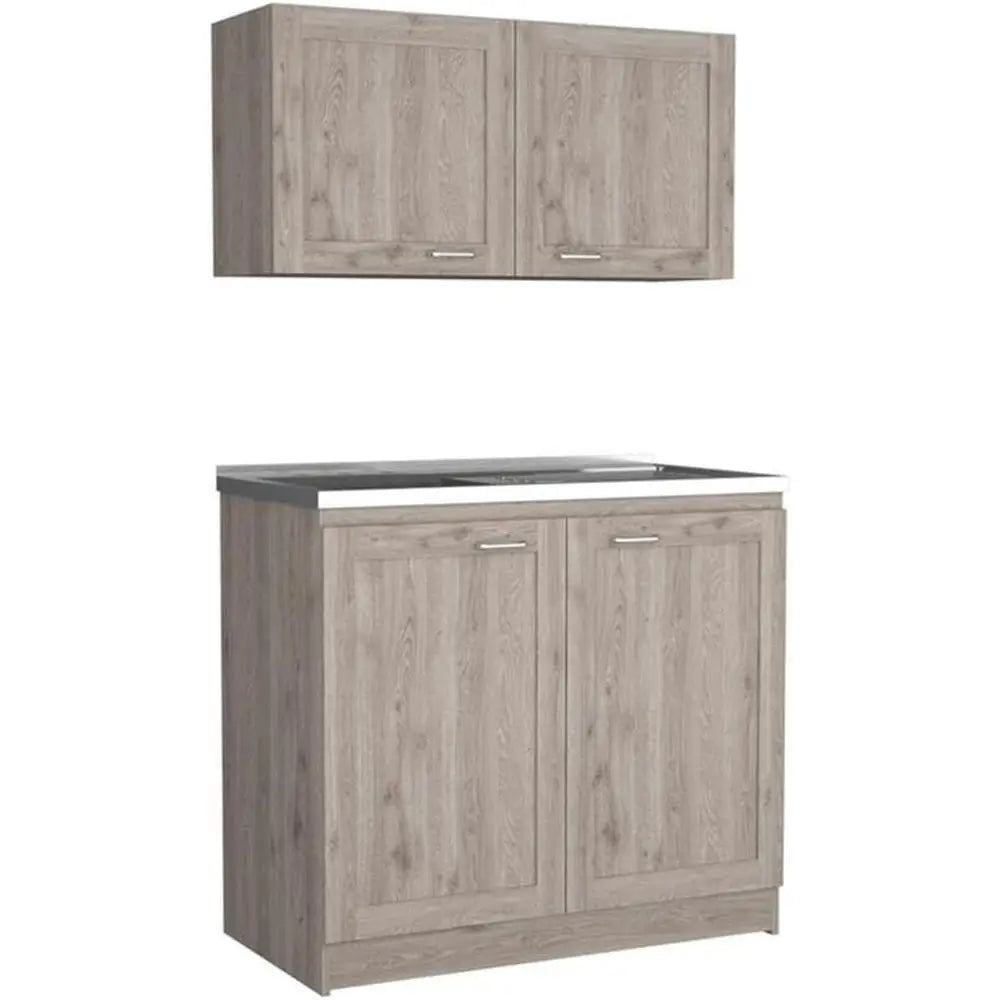 2-Piece Light Grey Cabinet Set W/Countertop