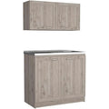 2-Piece Light Grey Cabinet Set W/Countertop