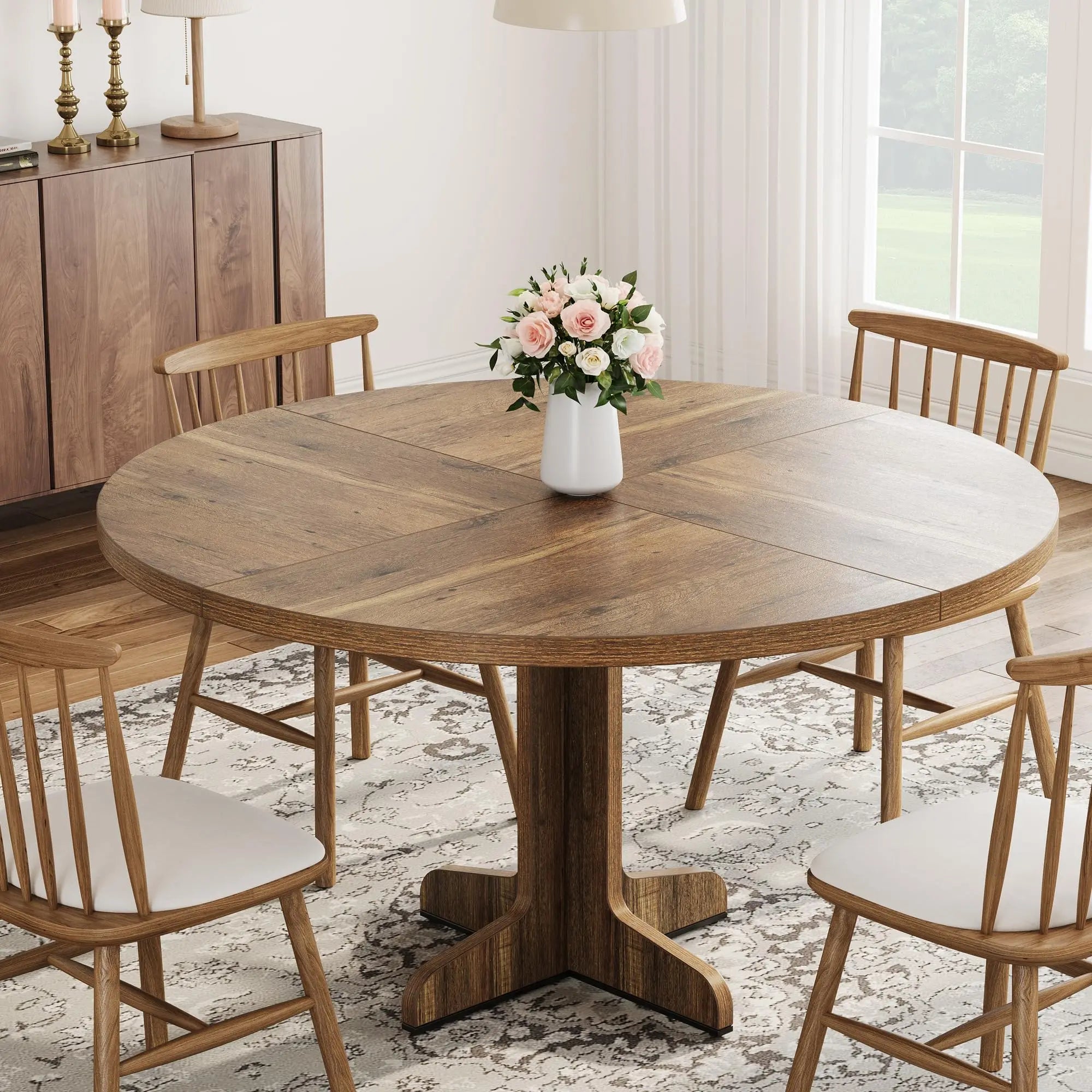 47" Round For 4 Wooden Pedestal