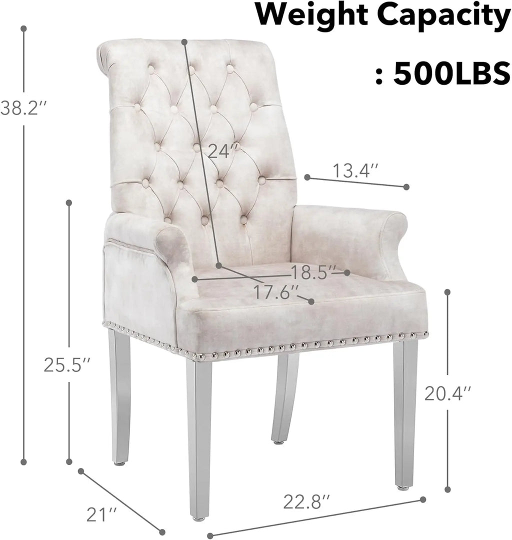 Luxurious Beige Velvet & Stainless Steel