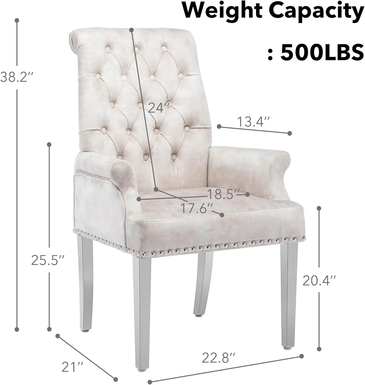 Luxurious Beige Velvet & Stainless Steel