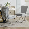 2 Modern Glam Grey Velvet Tufted