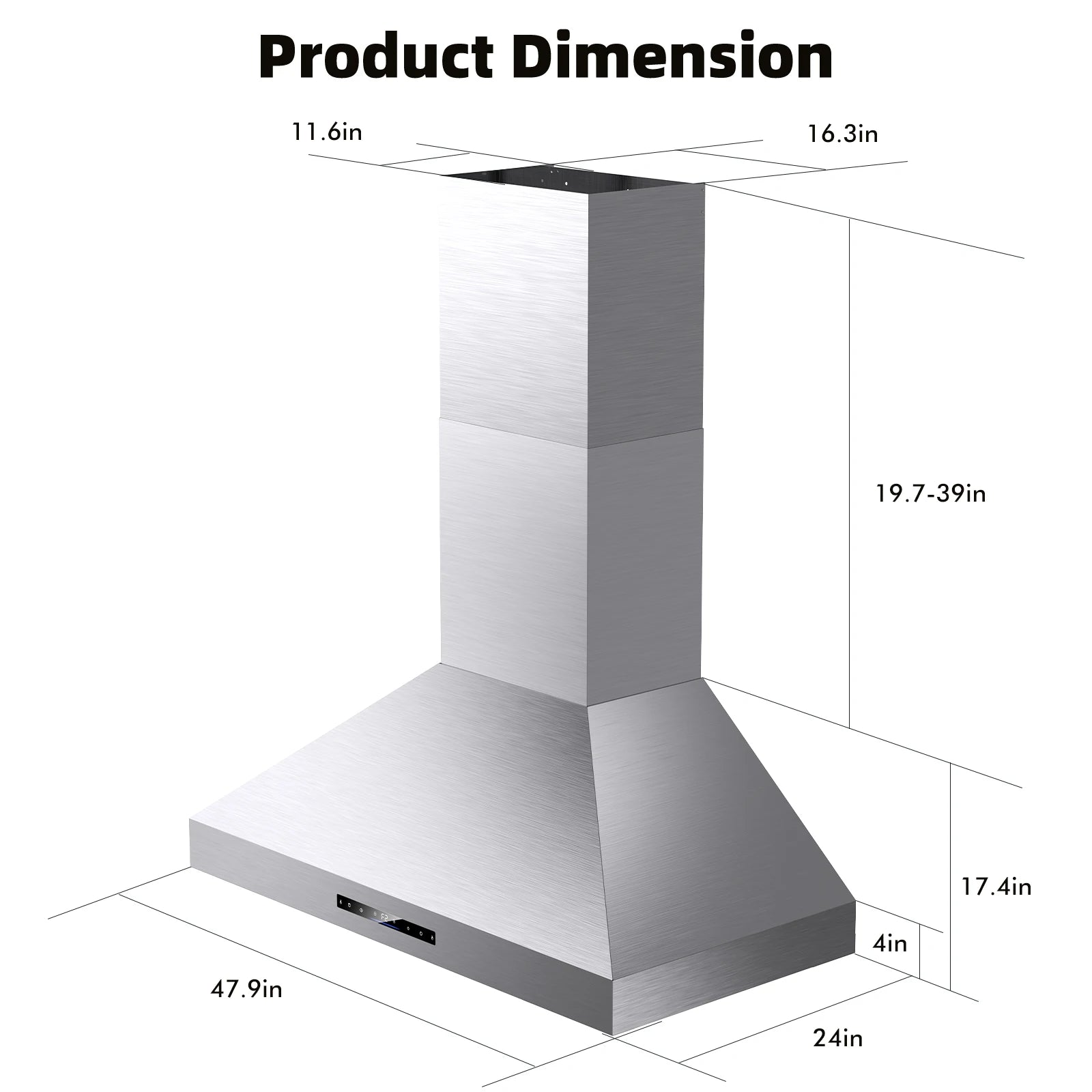 Wall Mount Range Hood 48 inch, 1200 CFM