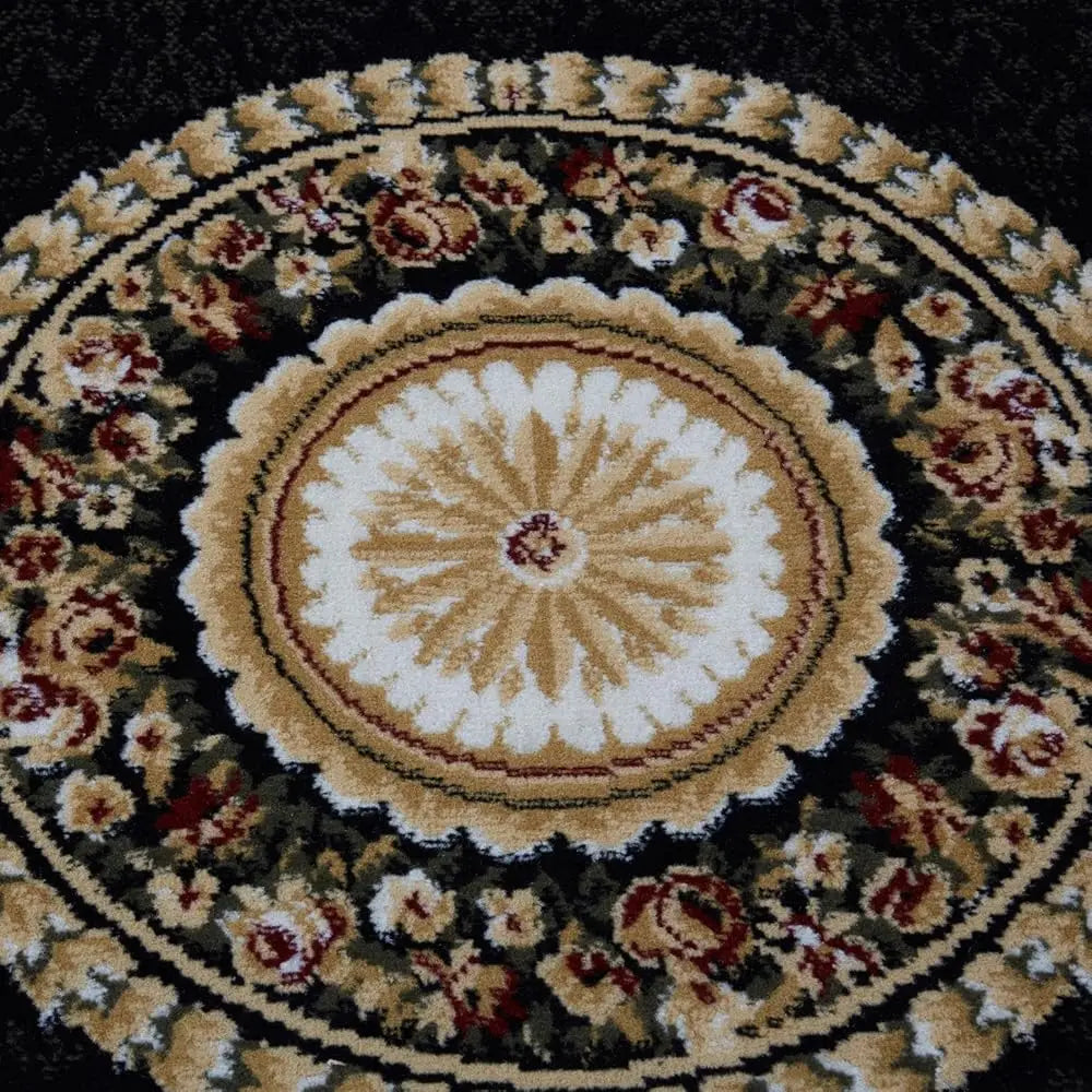 7'8" X10'4" Oriental Medallion, Black/Beige