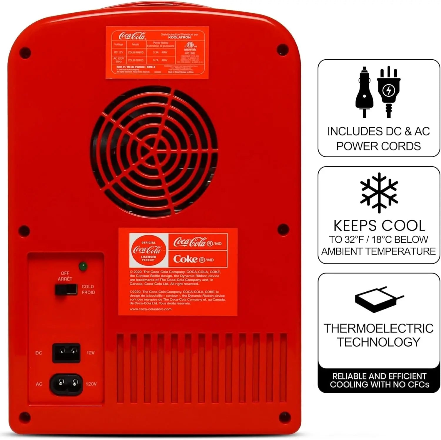 4L 6 Can Portable Personal Refrigerator 12V DC/110V AC, Red