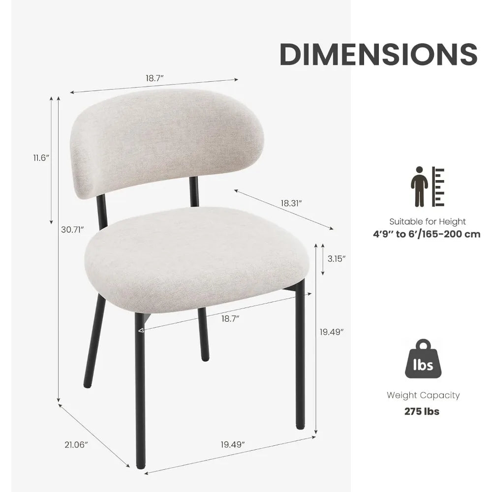 2 Modern Curved Backrest Cushioned Seat