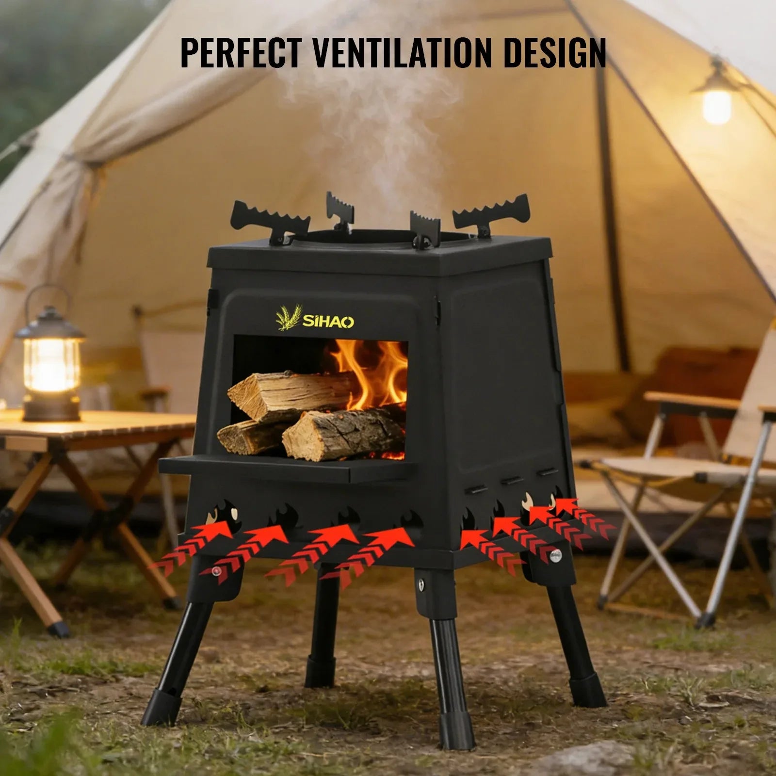 Wood Stove 220/300mm Carbon Steel Camping Stove