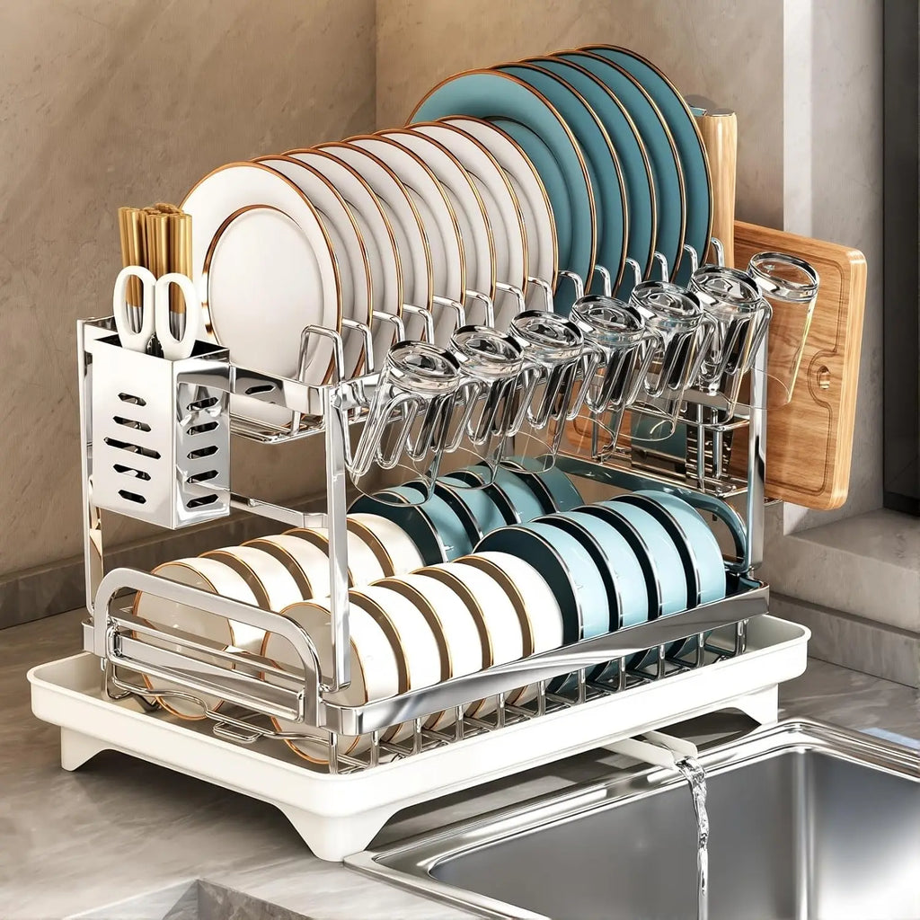 Double Layer Dish Rack, Super Large Stainless