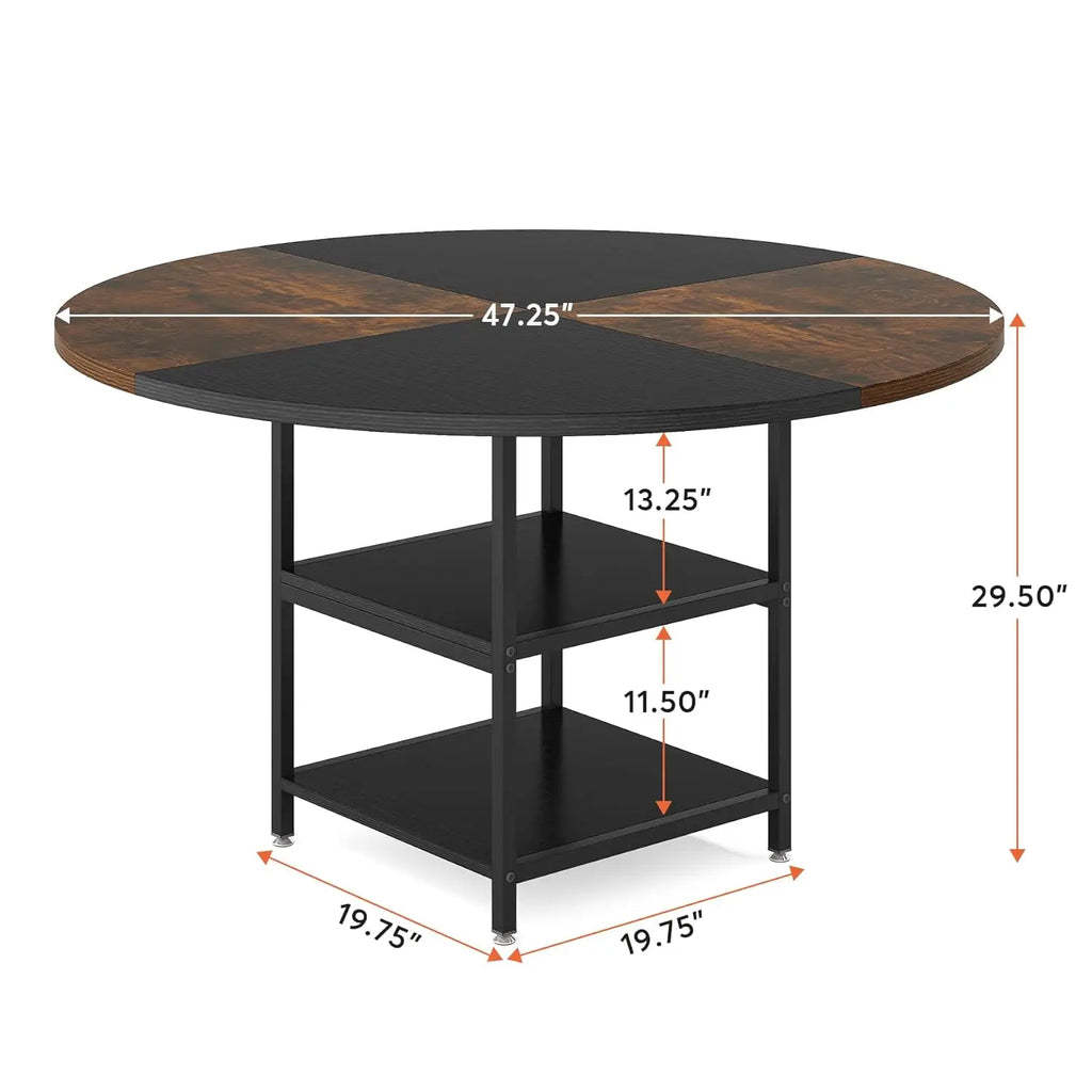 47" Round for 4, Wood w/Storage