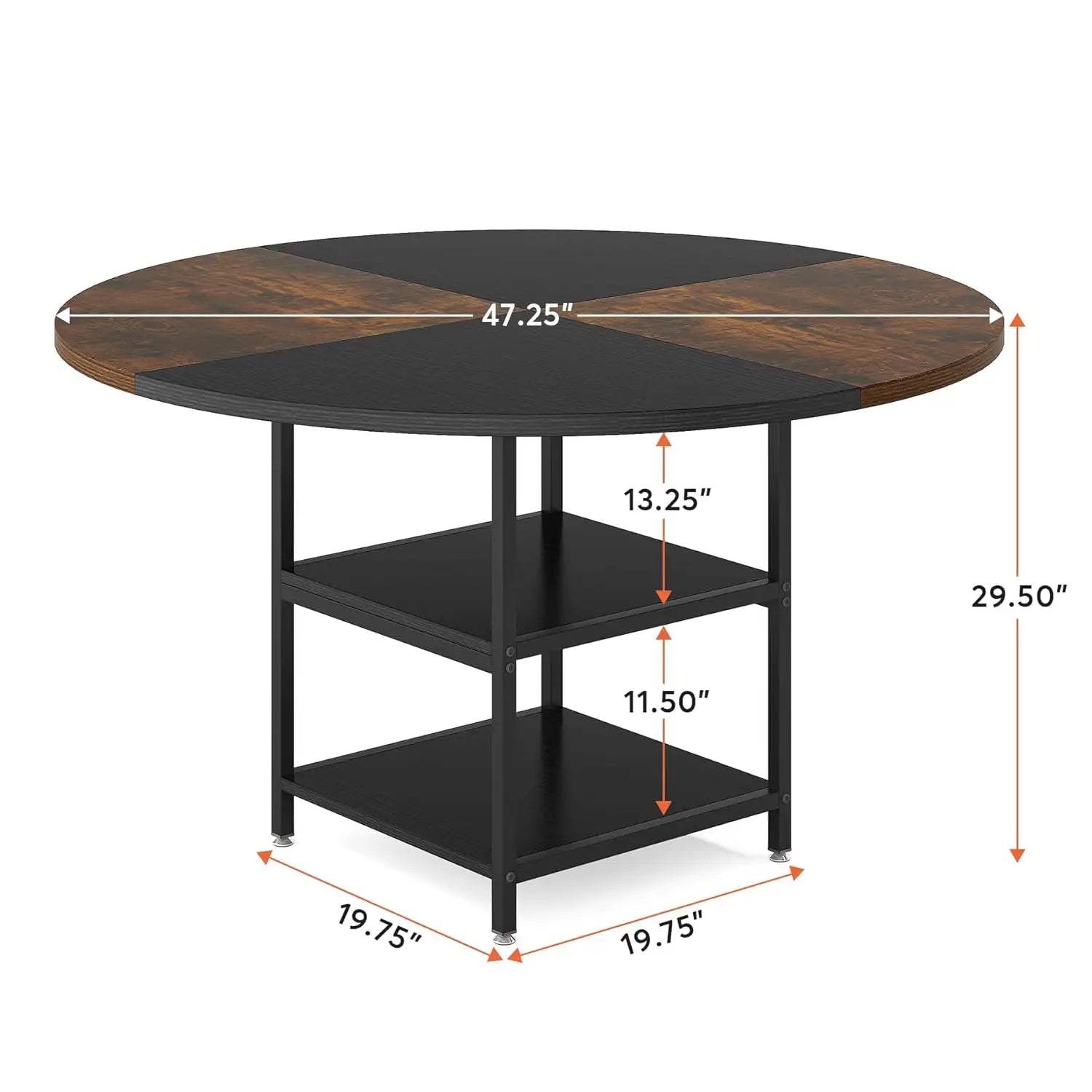 47" Round for 4, Wood w/Storage