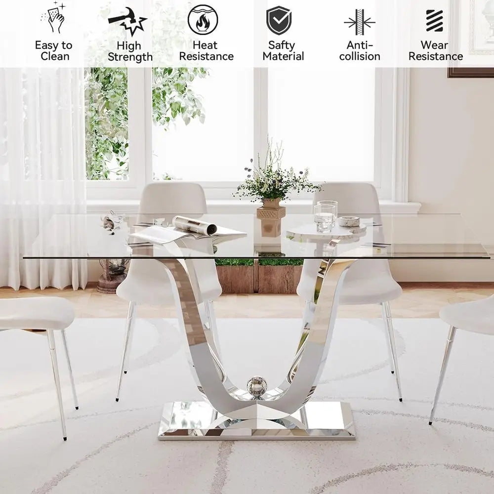 35x70" For 6-8 Seater Tempered Glass w/Stainless Steel