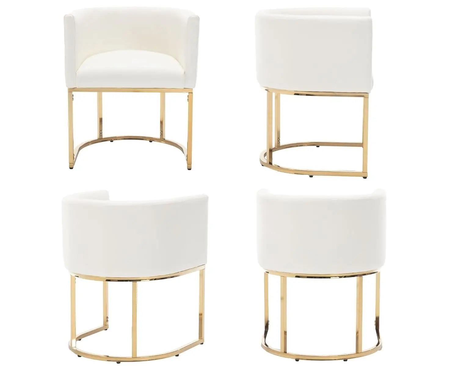 Faux Leather Upholstered Barrel Metal Frame