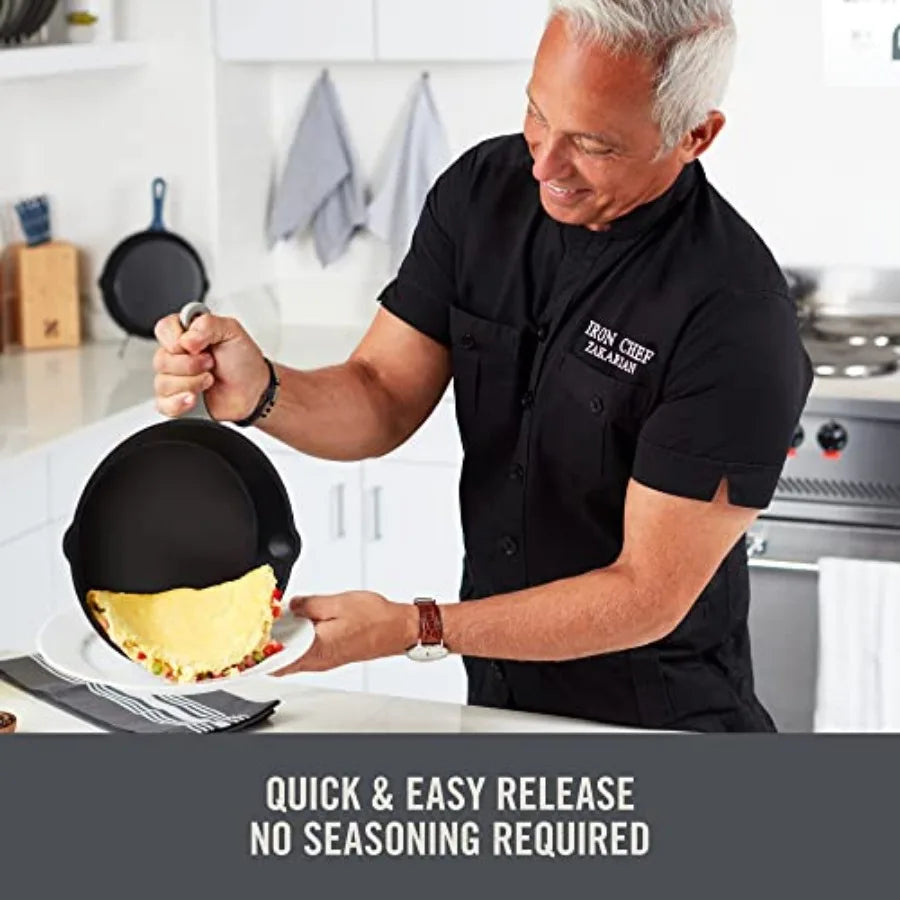 13" Nonstick Cast Iron Dual Handle Pan