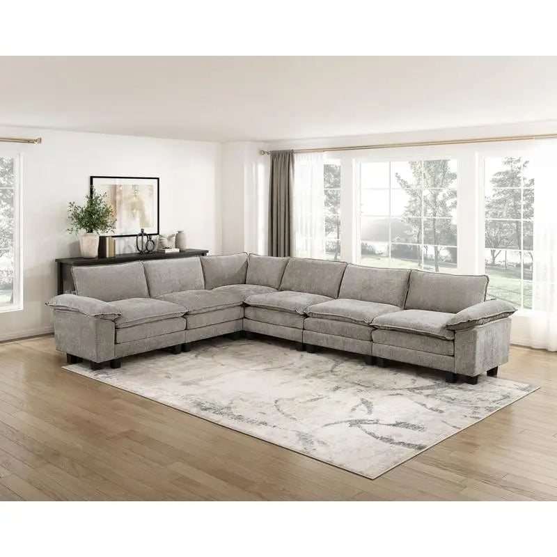Plush Cenille Modular Sectional Sofa Set