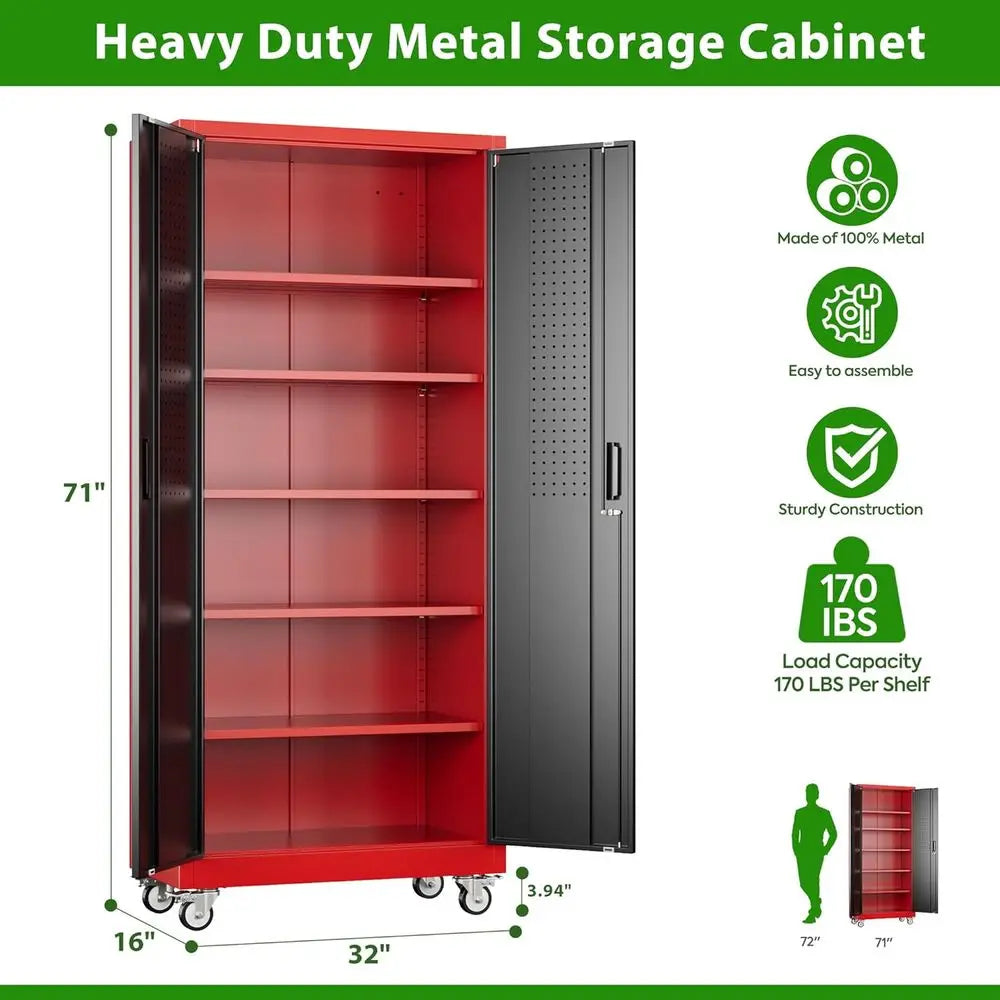 71 Tall Lockable Metal Storage Cabinet