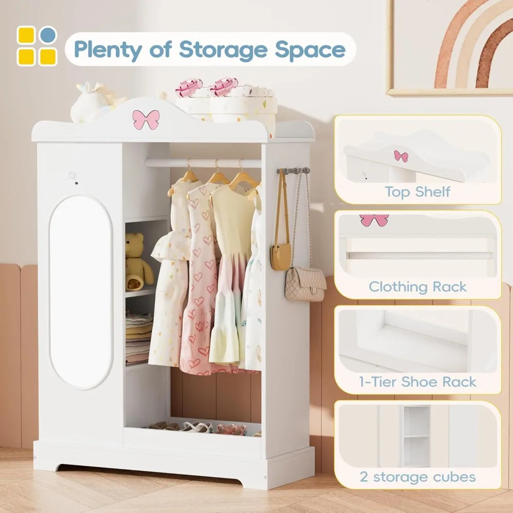 Wardrobe with clothing storage & mirror