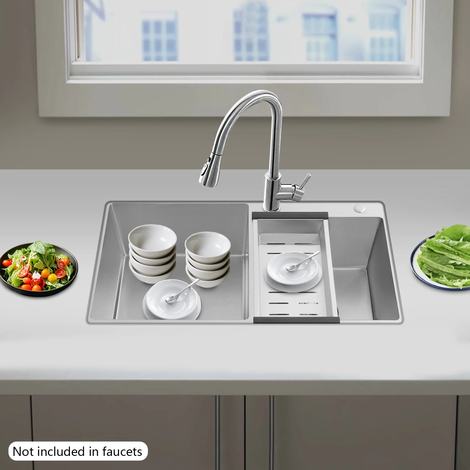 Sturdy Stainless Large Capacity Double Bowl