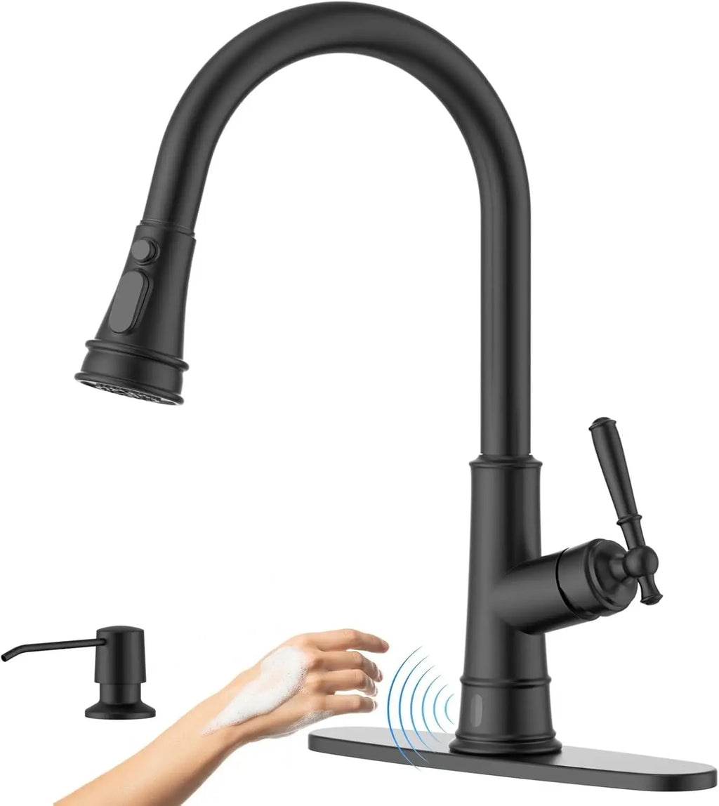 Motion Sensor Faucet Matte Black Pull Down Sprayer