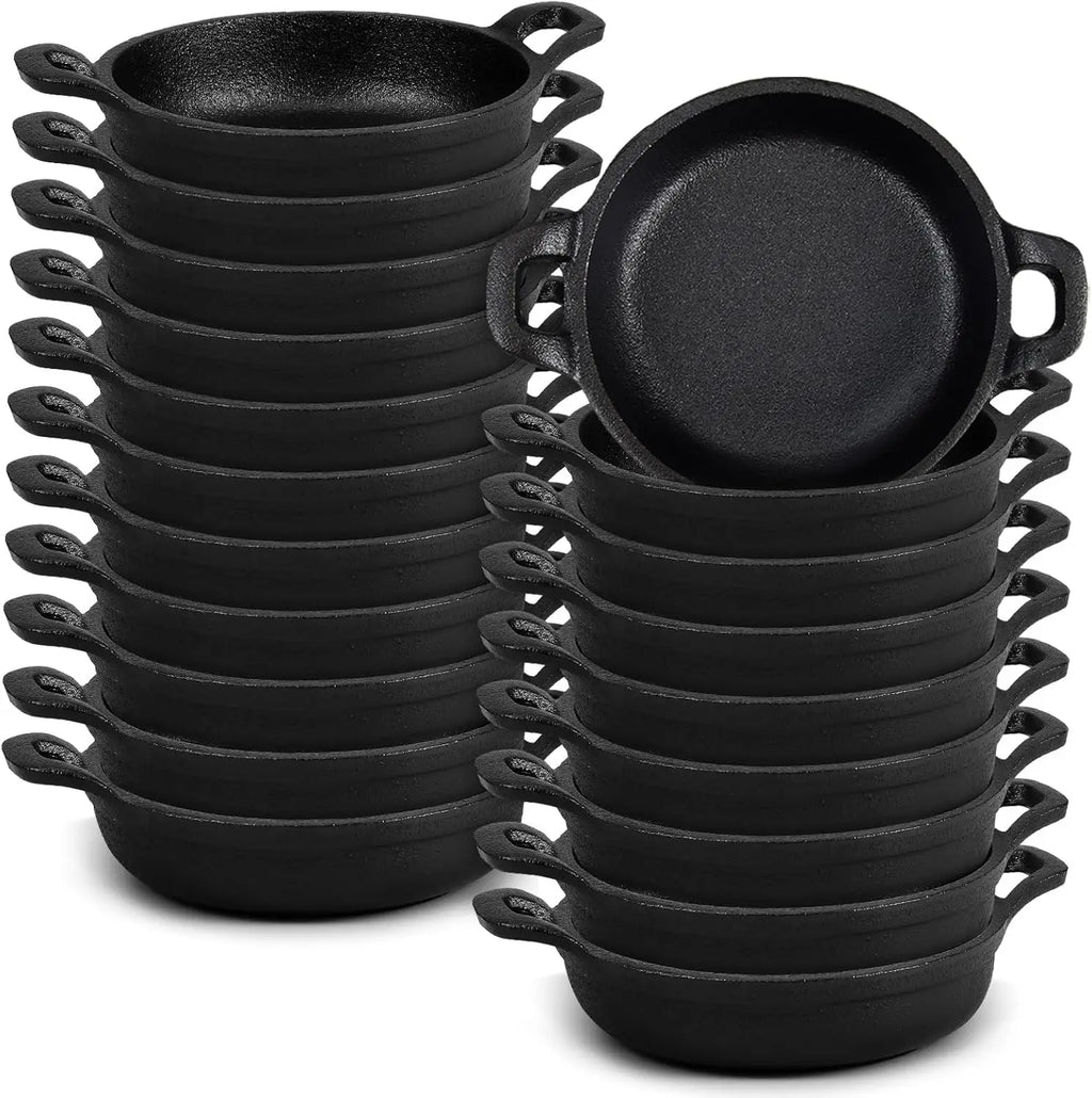 20 Pack Mini Cast Iron Skillets, 5x5 Inch Oven-Safe
