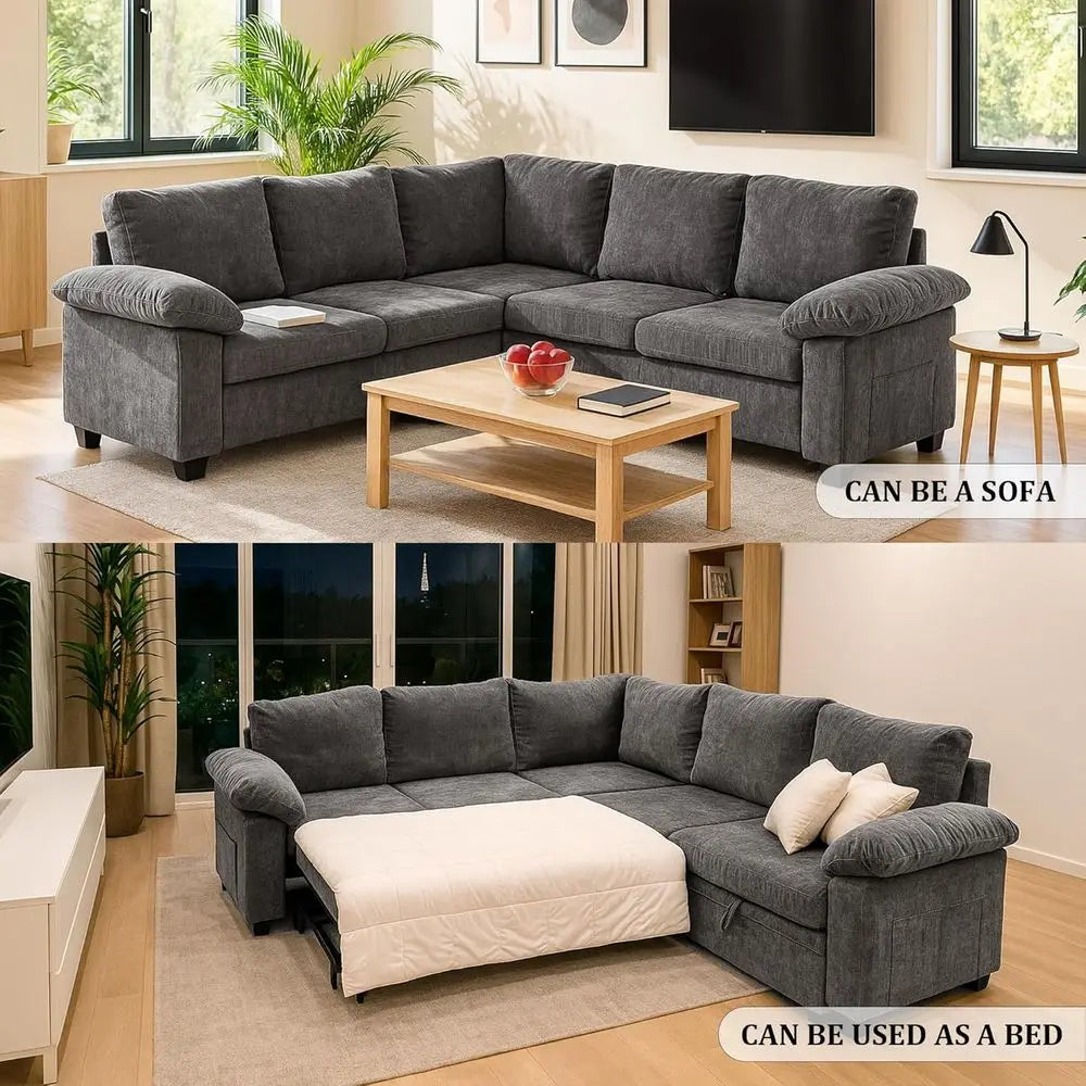 108 L-Shape Sleeper Sofa with Bed