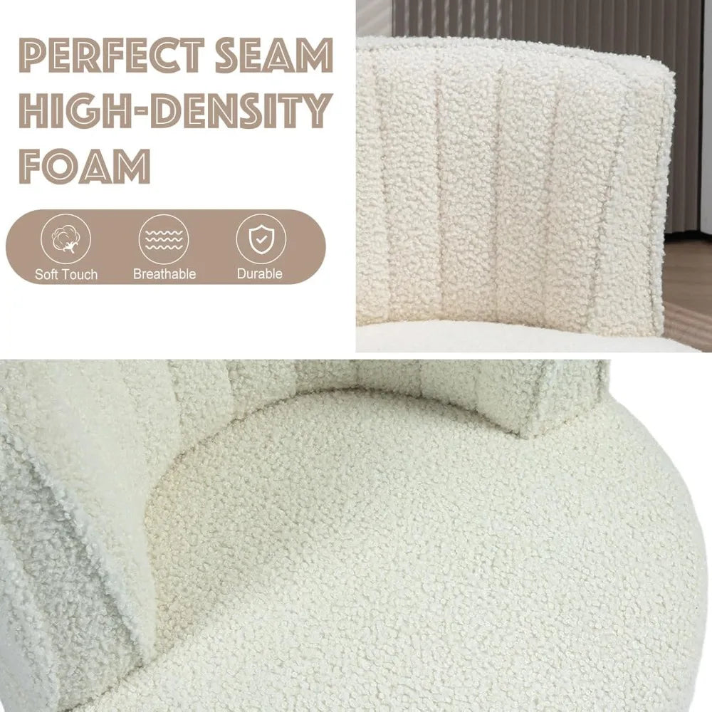 White Swivel Barrel Chair