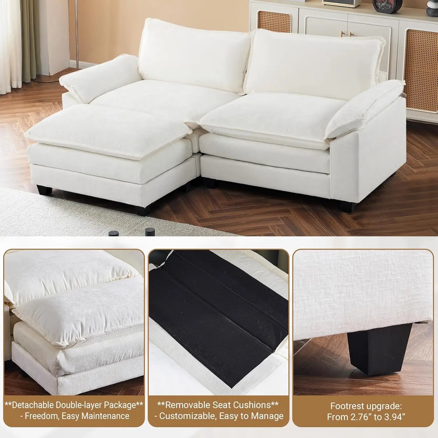 87" Convertible Sectional L-Shaped