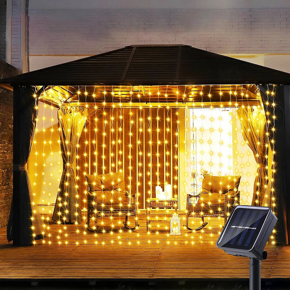 300 LED Solar Curtain Lights