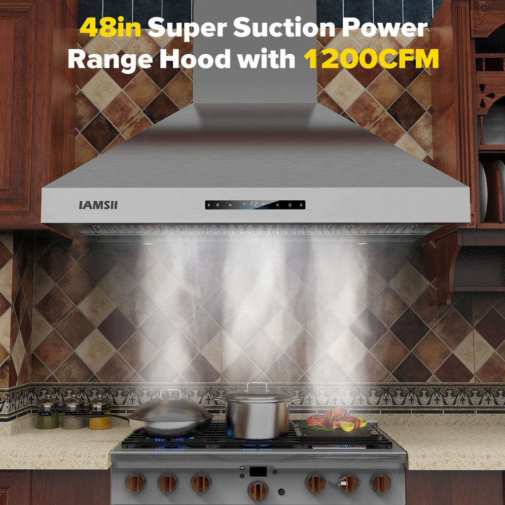 Wall Mount Range Hood 48 inch, 1200 CFM