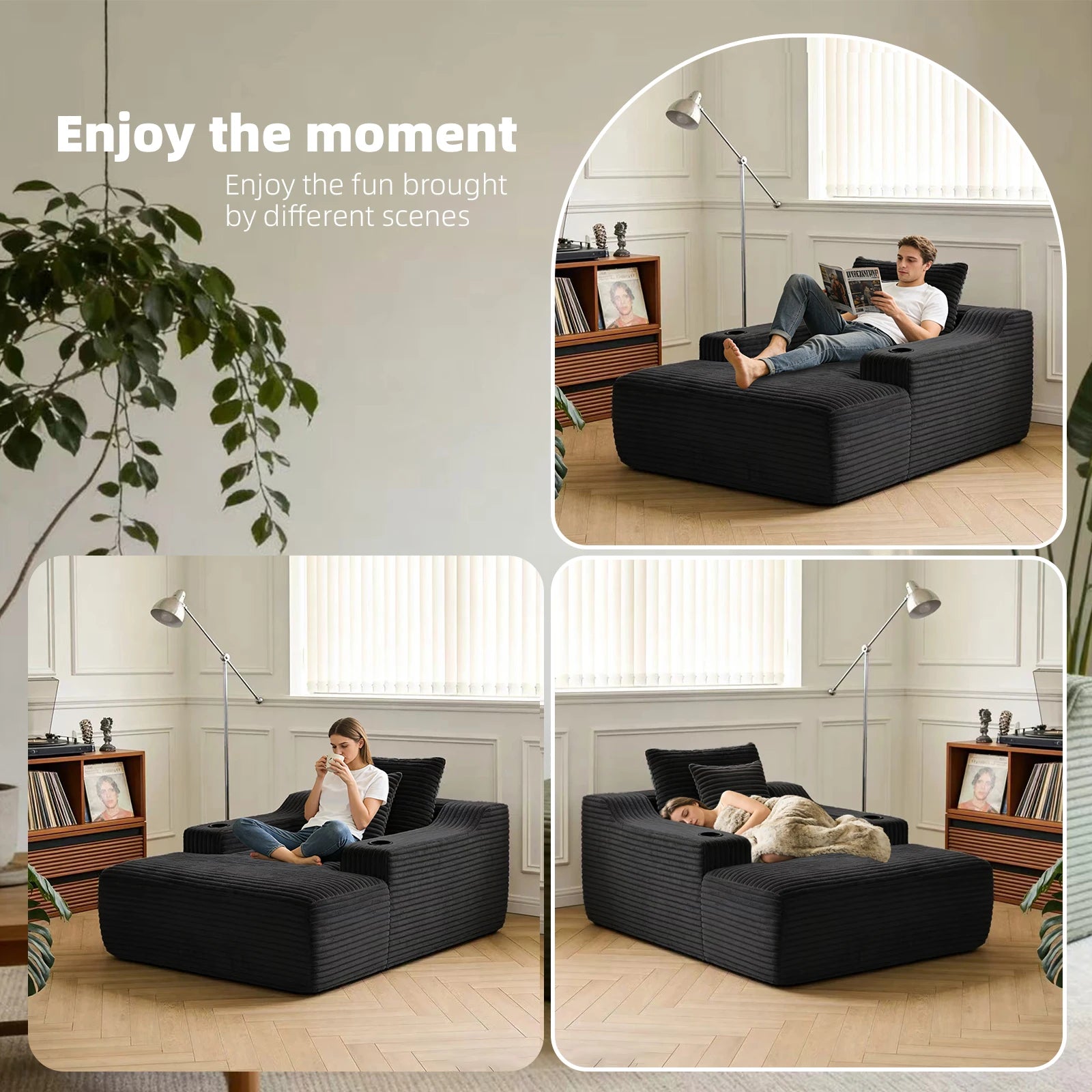 67'' Corduroy Chaise Lounge