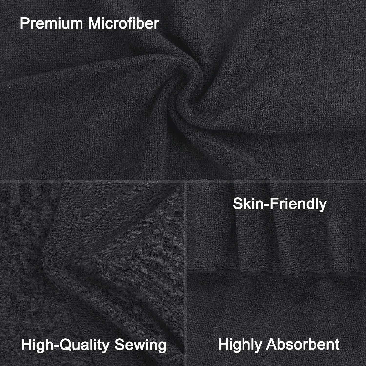 Black Salon Towel, Pack of 12 (Not Bleach Proof, 16 x 29 Inches)