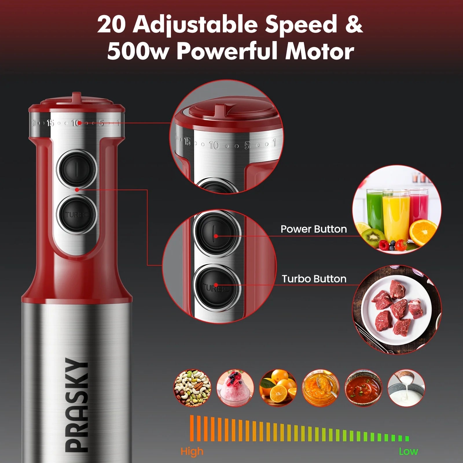 5-in-1 Handheld Immersion Blender High Power