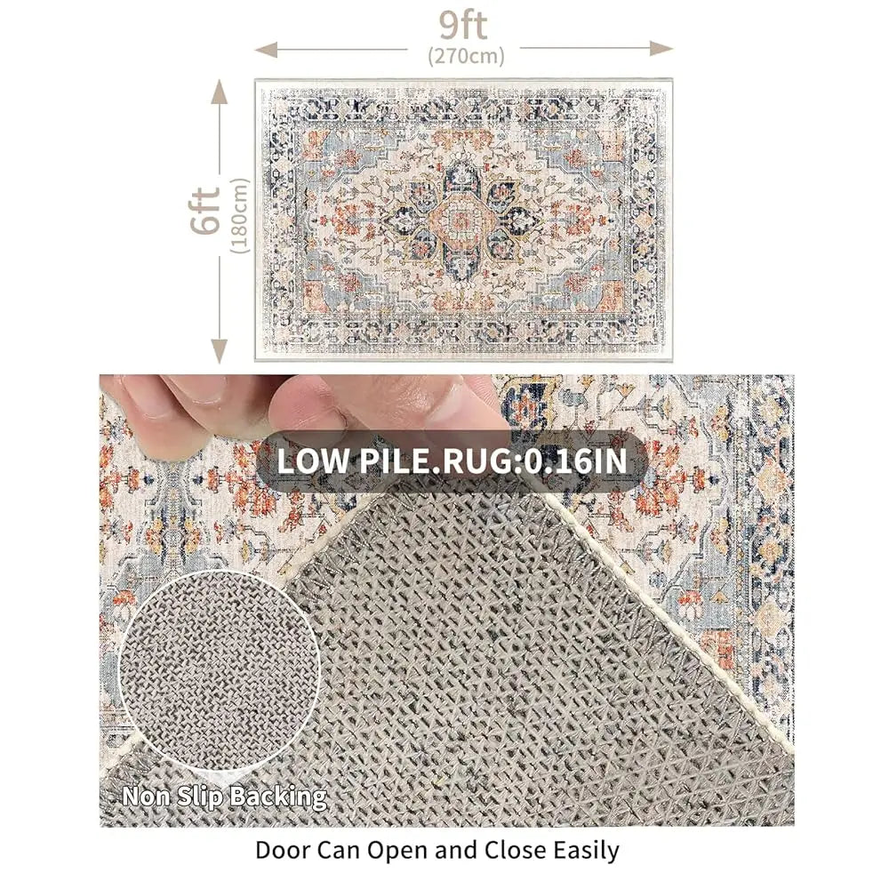6x9 Washable Soft Boho Vintage Farmhouse